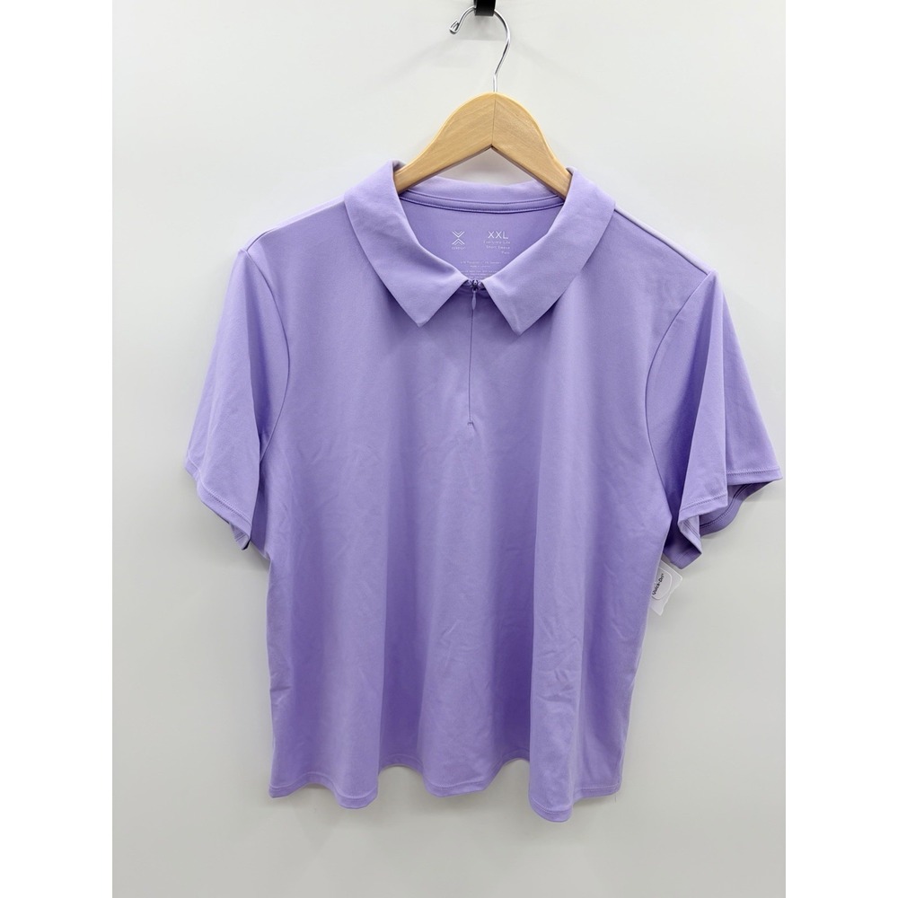 Xersion Womens Size XXL EverUltra-Lite‎ Short Sleeve Polo Shirt in Purple 1381
